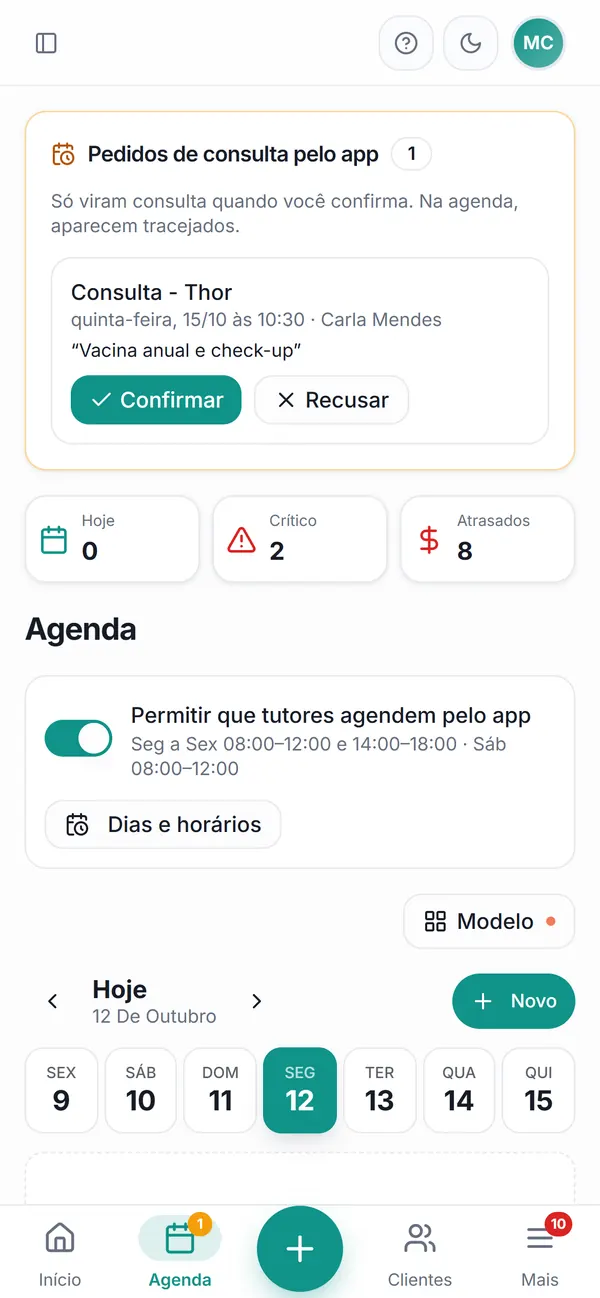 Cartão Pedidos de consulta pelo app, com o pedido do Thor e os botões Confirmar e Recusar
