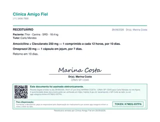 Receita assinada digitalmente, com QR e token para a farmácia conferir